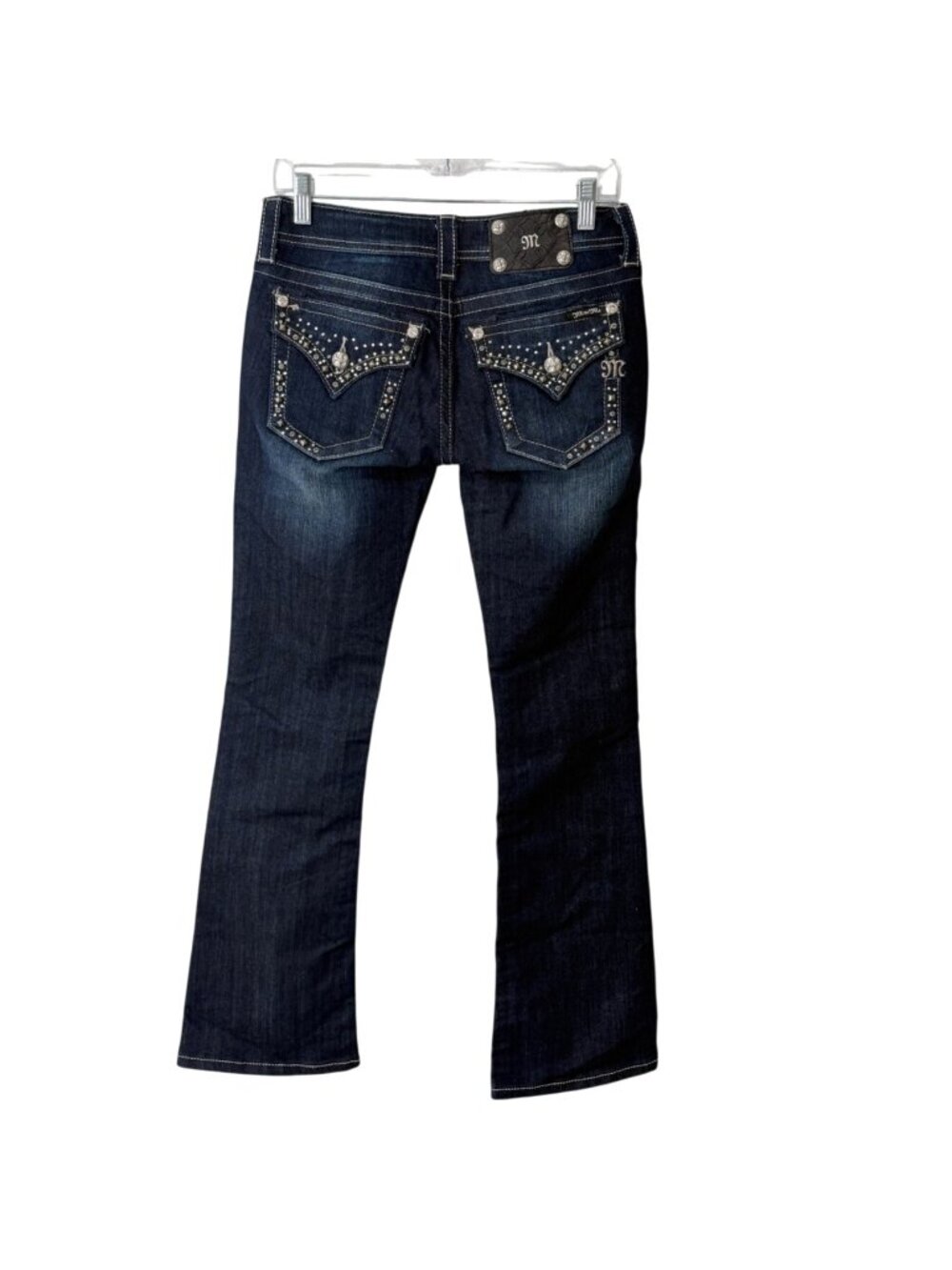Miss Me Womens Size 27 Bootcut Jeans Dark Wash Buckle JE5454B4R Studded Pocket - Picture 3 of 10